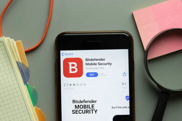 New York Usa Грудня 2020 Bitdefender Мобільна Безпека Ікона Мобільного — стокове фото