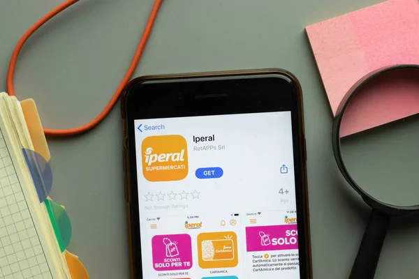 New York December 2020 Iperal Mobile App Icoon Telefoonscherm Bovenaanzicht — Stockfoto