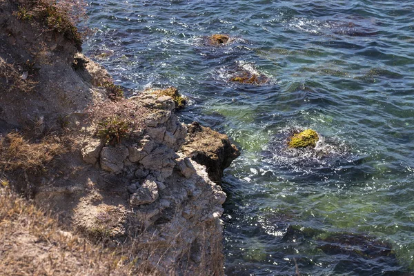Ορεινοί Βράχοι Ακτή Τοπίο Θάλασσα Φόντο Ακτή Θέα Τοπίο Της — Φωτογραφία Αρχείου