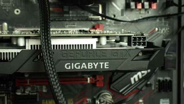 Moskau Russland Dezember 2020 Geforce Gtx Gigabyte Gpu Grafikkarte Pci — Stockfoto