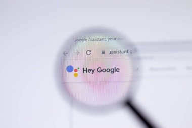 Saint Petersburg, Rusya - 28 Ocak 2021: Hey Google Yardımcı web sitesi logosu, İllüstrasyon Editörü