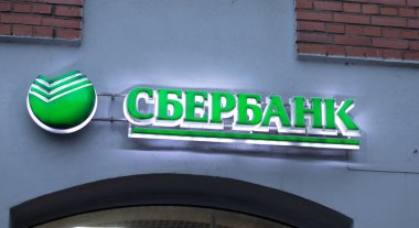 Saint Petersburg, Rusya - 28 Ocak 2021: Sberbank logosu, Illustrative Editorial