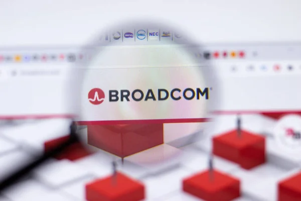 상트페테르부르크 러시아 2021 Broadcom Website Page Logo Close Illustrative Editorial — 스톡 사진