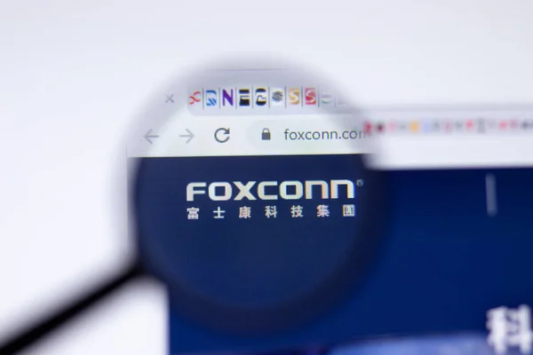 Санкт Петербург Росія Січня 2021 Foxconn Website Page Logo Close Ліцензійні Стокові Зображення