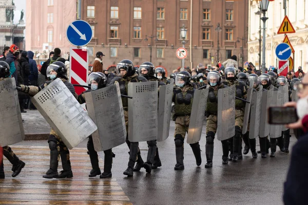 San Petersburgo Rusia Enero 2021 Protesta Rusia Por Libertad Navalny — Foto de Stock