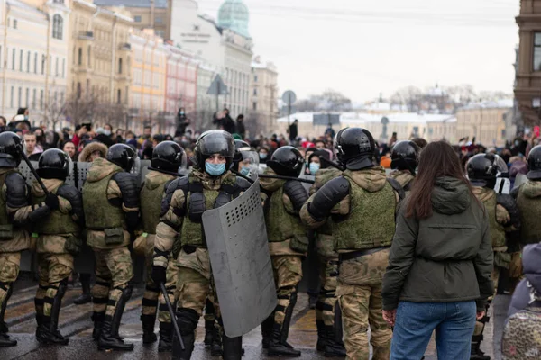 San Petersburgo Rusia Enero 2021 Protesta Rusia Por Libertad Navalny — Foto de Stock