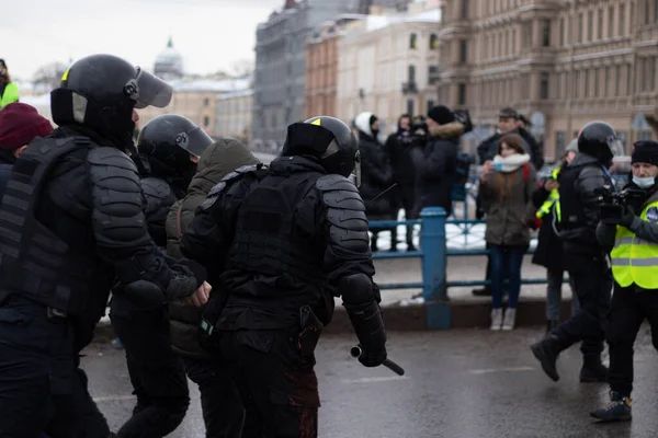 San Petersburgo Rusia Enero 2021 Protesta Rusia Por Libertad Navalny — Foto de Stock