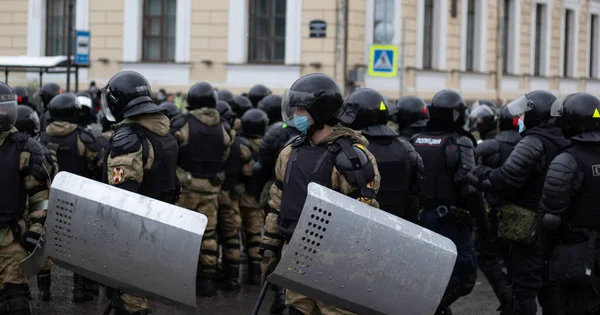 Saint Pétersbourg Russie Janvier 2021 Police Armée Escouade Militaire Dans — Photo