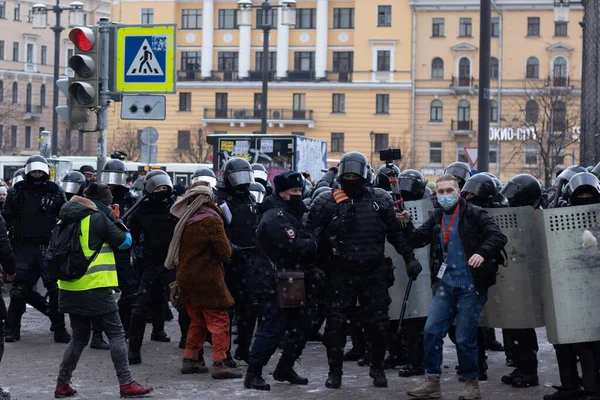 Saint Pétersbourg Russie Janvier 2021 Russie Proteste Contre Gouvernement Poutine — Photo