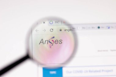 Los Angeles, ABD - 1 Şubat 2021: AnGes web sitesi. Anges.co.jp logosu ekranda, Illustrative Editorial