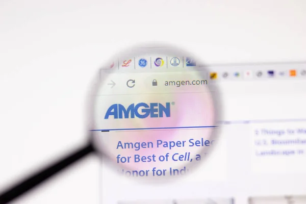 Los Ángeles Febrero 2021 Página Web Amgen Logo Amgen Com — Foto de Stock