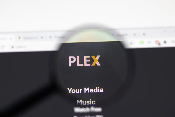 Los Angeles Usa Února 2021 Stránka Plex Logo Plex Obrazovce — Stock fotografie