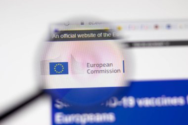 Los Angeles, ABD - 1 Şubat 2021: Avrupa Komisyonu web sitesi. Ek.europa.eu logosu ekranda, İllüstrasyon Editörü