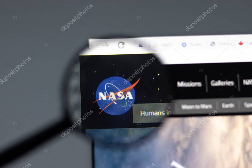 New York, USA - 15 February 2021: NASA website in browser with company logo, Illustrative Editorial