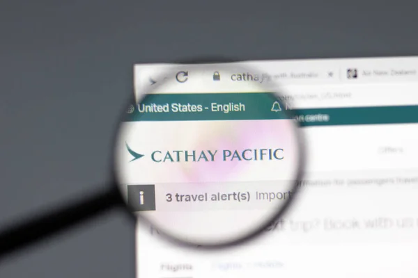 New York Februari 2021 Cathay Pacific Website Browser Met Bedrijfslogo — Stockfoto