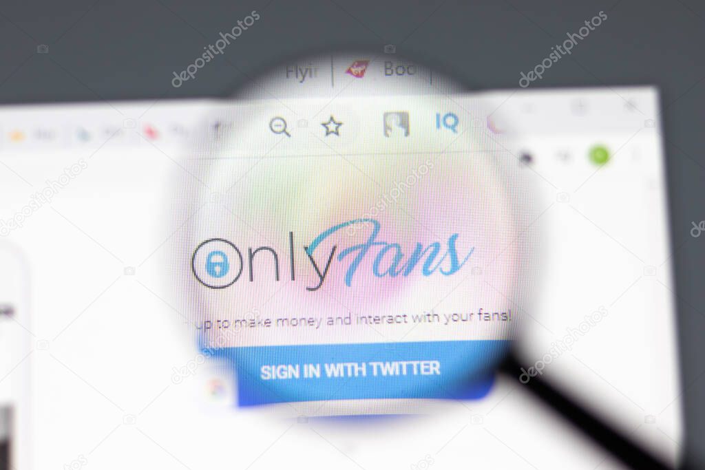 New York, USA - 15 February 2021: OnlyFans website in browser with company logo, Illustrative Editorial