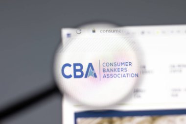 New York, ABD - 15 Şubat 2021: Tüketici Bankerleri Derneği CBA web sitesi şirket logosu, Illustrative Editorial