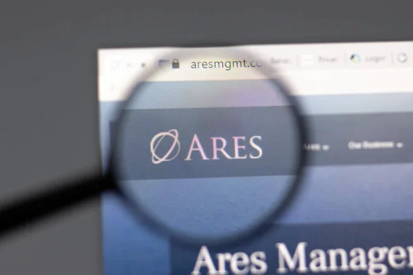 New York Usa Лютого 2021 Веб Сайт Ares Management Browser — стокове фото