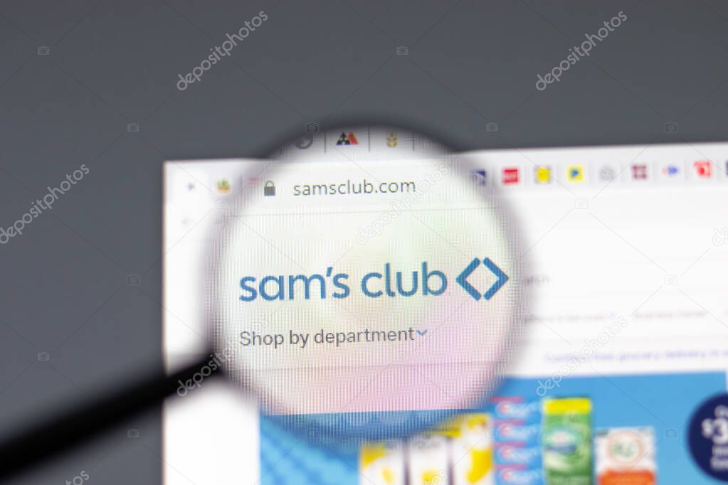 New York, USA - 15 February 2021: Sam Club website in browser with company logo, Illustrative Editorial