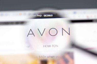 New York, USA - 15 February 2021: Avon website in browser with company logo, Illustrative Editorial