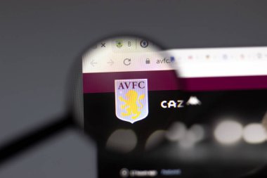 New York, USA - 15 February 2021: Aston Villa website in browser with company logo, Illustrative Editorial clipart