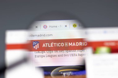 New York, ABD - 15 Şubat 2021: Atletico Madrid web sitesi şirket logosu, Illustrative Editorial