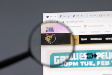 New York, ABD - 15 Şubat 2021: Memphis Grizzlies web sitesi şirket logosu, Illustrative Editorial