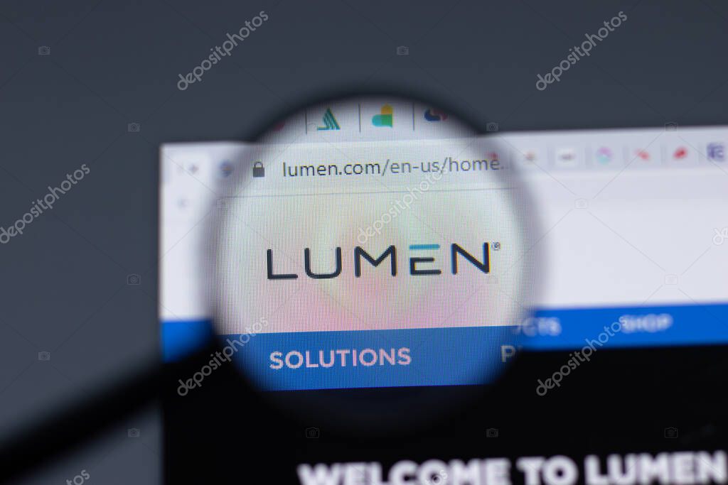 New York, USA - 17 February 2021: Lumen Technologies logo close up on website page, Illustrative Editorial