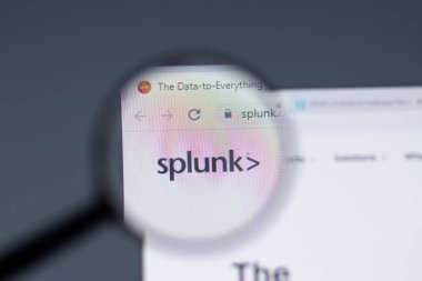 New York, ABD - 17 Şubat 2021: Splunk logosu web sitesinin kapak sayfasında, Illustrative Editorial