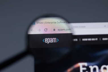 New York, ABD - 17 Şubat 2021: Epam sistemleri logosu web sitesi sayfasında, Illustrative Editorial