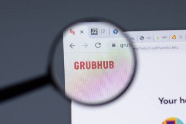 New York, ABD - 17 Şubat 2021: Grubhub logosu web sitesi sayfasında, Illustrative Editorial