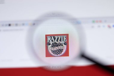 New York, USA - 17 February 2021: Razzie Awards logo close up on website page, Illustrative Editorial