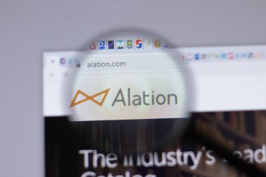 New York, ABD - 18 Mart 2021: Alation Company logo ikonu web sitesi, Illustrative Editorial