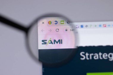 New York, ABD - 18 Mart 2021: Suudi Arabistan Askeri Endüstrisi SAMI şirket logosu web sitesi, Illustrative Editorial