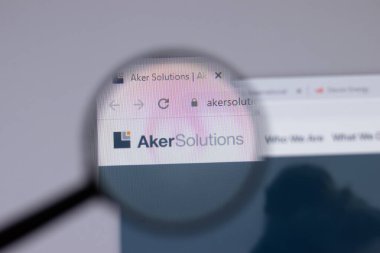 New York, ABD - 18 Mart 2021: Aker Solutions şirket logosu web sitesi, Illustrative Editorial