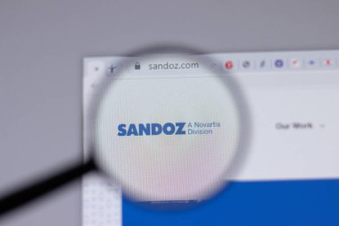 New York, ABD - 18 Mart 2021: Sandoz şirket logosu web sitesi, İllüstrasyon Editörü