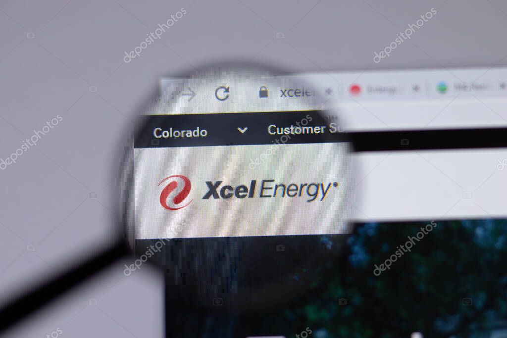 New York, USA - 18 March 2021: Xcel Energy company logo icon on website, Illustrative Editorial