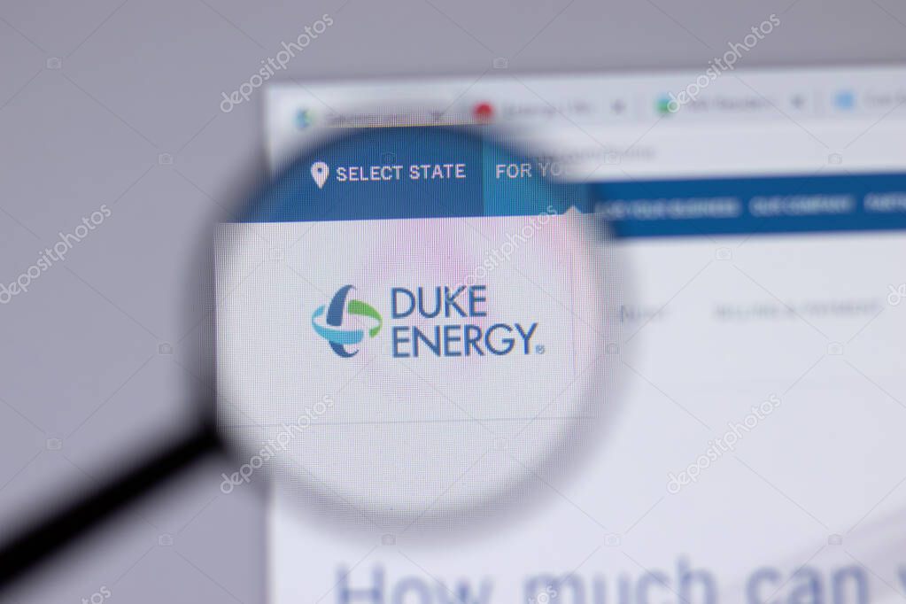 New York, USA - 18 March 2021: Duke Energy company logo icon on website, Illustrative Editorial