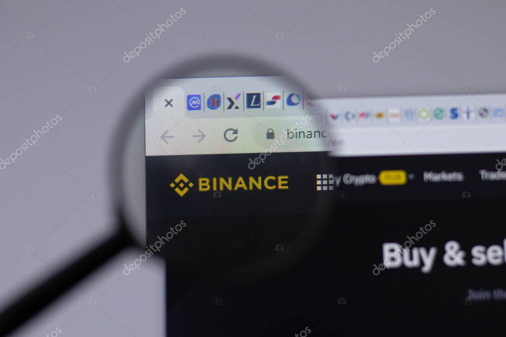 New York, USA - 18 March 2021: Binance company logo icon on website, Illustrative Editorial