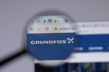 New York, ABD - 18 Mart 2021: Grundfos şirket logosu web sitesi, Illustrative Editorial