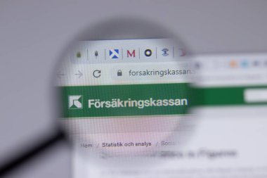 New York, ABD - 18 Mart 2021: İsveç Sosyal Sigorta Ajansı Terk Edilmiş Şirket logosu web sitesi, Illustrative Editorial