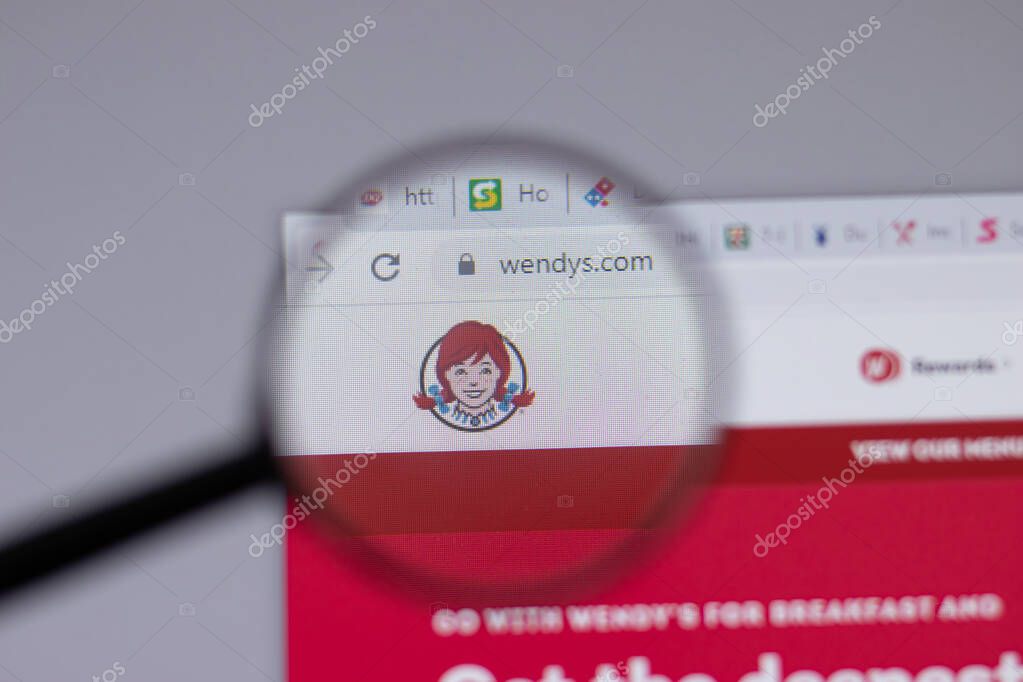 New York, USA - 18 March 2021: Wendys Company company logo icon on website, Illustrative Editorial