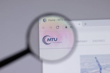 New York, ABD - 18 Mart 2021: MTU Aero Motor Şirketi logosu web sitesinde, Illustrative Editorial