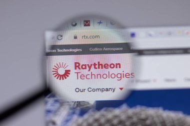 New York, USA - 18 March 2021: Raytheon Technologies company logo icon on website, Illustrative Editorial clipart