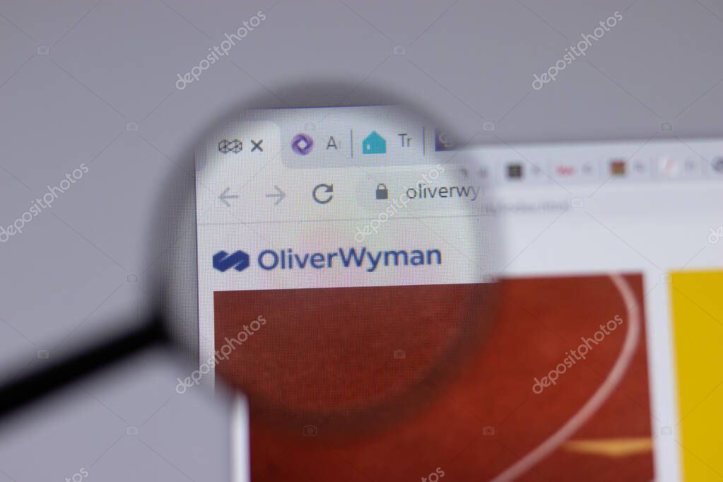 New York, USA - 18 March 2021: Oliver Wyman company logo icon on website, Illustrative Editorial
