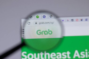 New York, ABD - 18 Mart 2021: Grab Company logo ikonu web sitesi, Illustrative Editorial