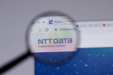 New York, ABD - 18 Mart 2021: NTT Veri Şirketi logosu web sitesi, Illustrative Editorial