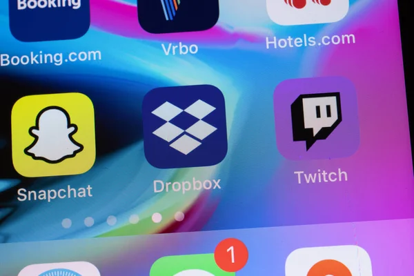 Nova York Eua Abril 2021 Logotipo Aplicativo Dropbox Tela Telefone — Fotografia de Stock