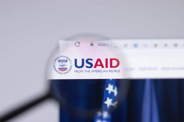 New York, ABD - 26 Nisan 2021: ABD Uluslararası Kalkınma Dairesi USAID logosu web sitesi sayfasında, Illustrative Editorial