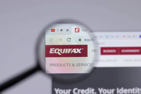 New York Usa April 2021 Equifax Logo Close Website Page — 스톡 사진
